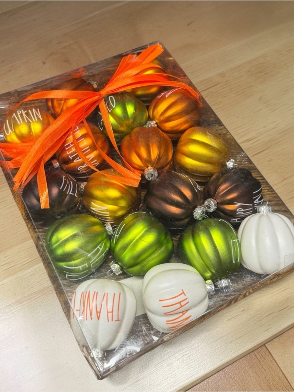 NIB Fall Pumpkin Ornament Set 18pcs Thanksgiving Halloween Tree Decor Rustic - Picture 10 of 15